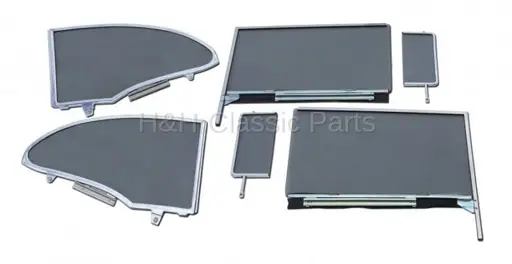 6-pc Side Glass Set with Chrome Frames (Gray)